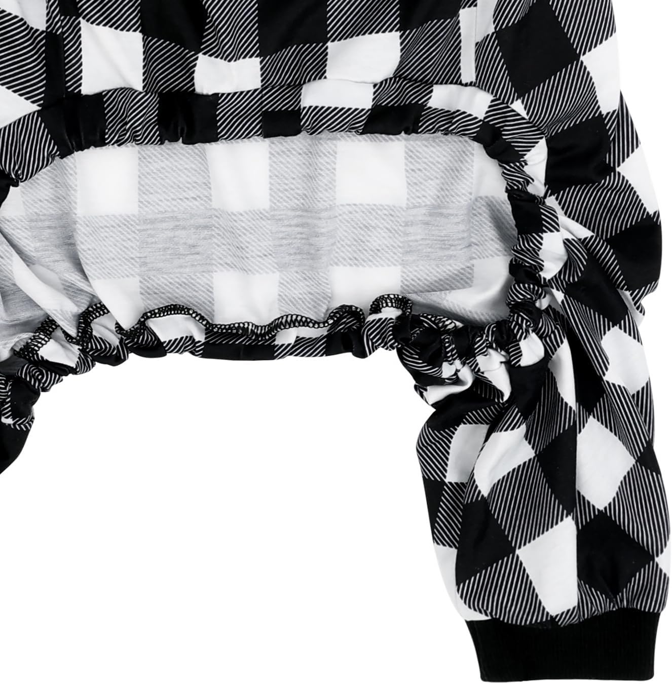 HDE Dog Pajamas One Piece Jammies Jumpsuit Pet Clothes Outfit Stretchy Lightweight Comfy Shirt Pjs for M-3XL Dogs Black & White Buffalo Plaid - 3XL