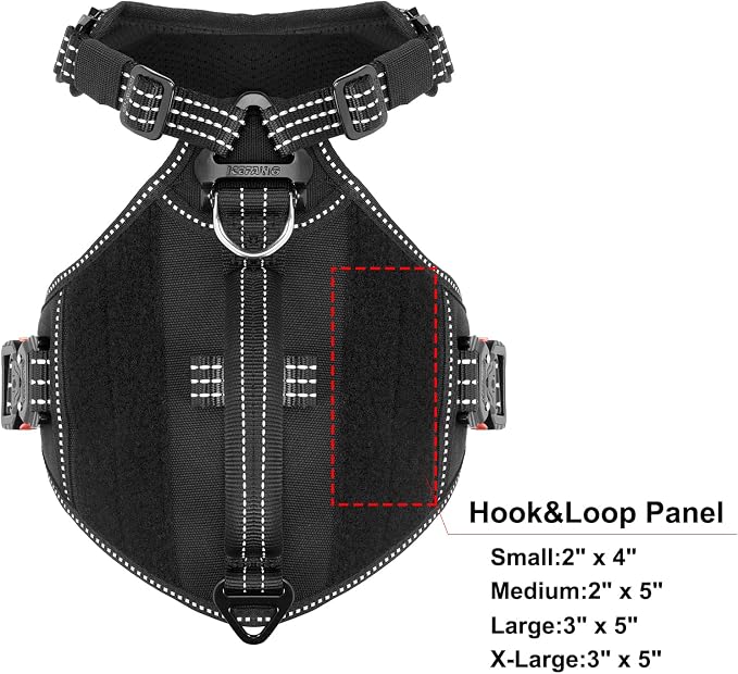 ICEFANG Quick-Moving Tactical Dog Harness for Small Dogs,No Pull Dog Vest | Control Handle,Reflective,Full Metal Buckles,Adjustable,Hook-and-Loop Panel,Soft Padded,Black,Small