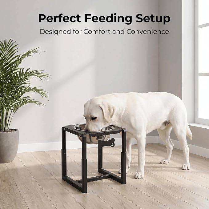 Metal Elevated Dog Bowls, Raised Dog Bowls for Medium/Large Breeds with One 111oz Stainless Steel Water Bowls, 3 Adjustable Height (8.8"/11.5"/14") Dog Bowl Stand Protect Neck & Joints