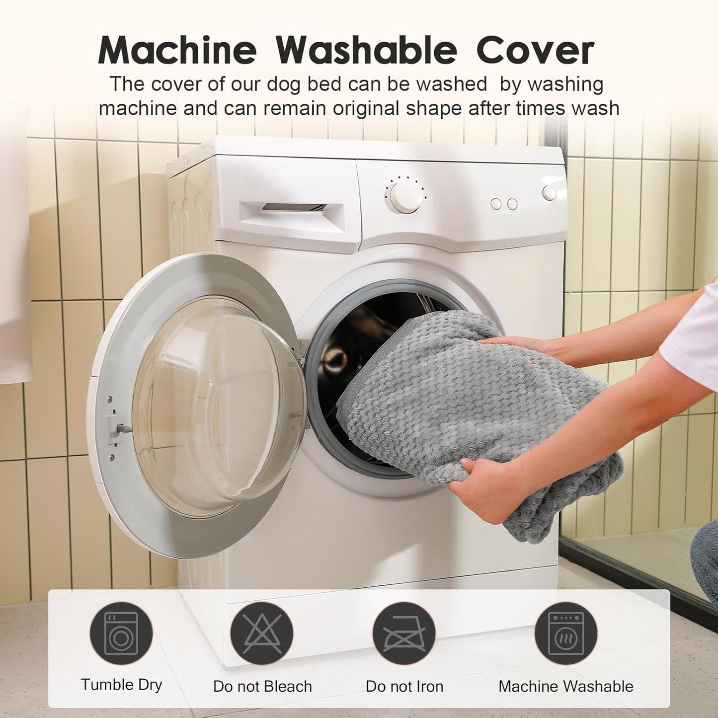 Orthopedic Dog Bed, 3 Inch Memory Foam Dog Beds for Medium Dogs, Washable Removable Cover, Nonskid Bottom, Waterproof Pet Couch for Indoor, Outdoor or Car Use, 35x23 Inches M Light Grey