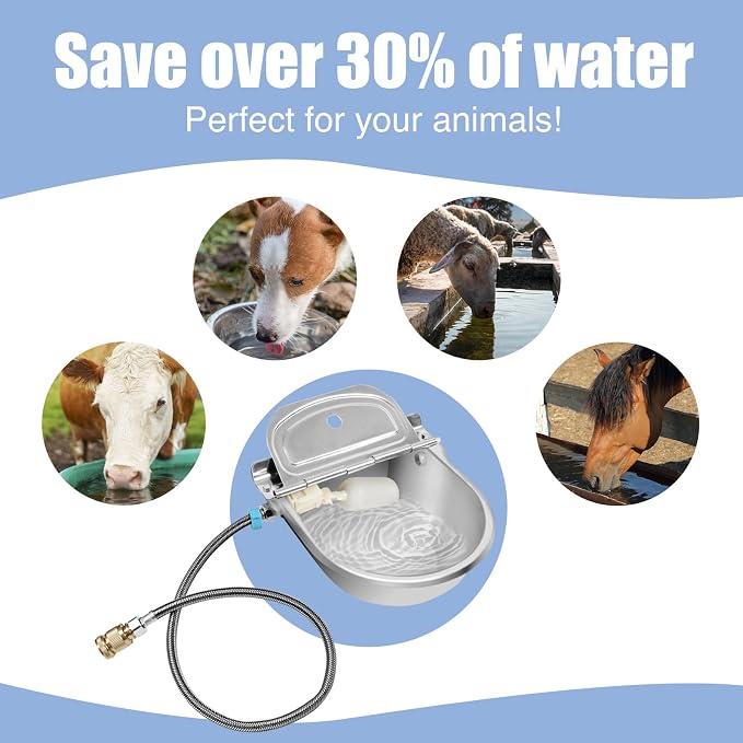 Automatic Water Dispenser for Dog, Stainless Steel Dog Water Bowl Dispenser with 2 Float Valves