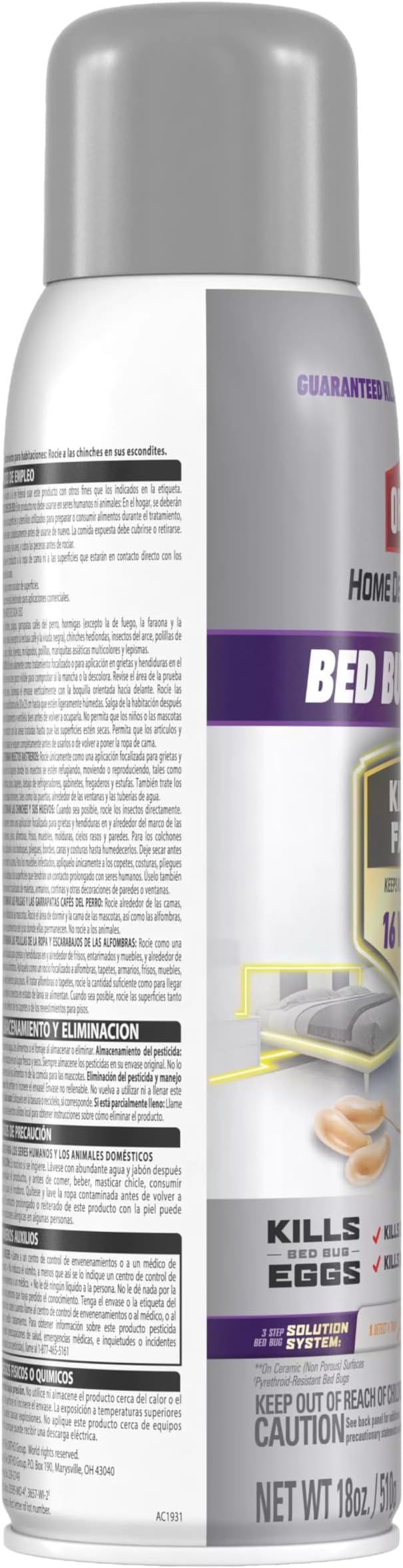Ortho Home Defense Max Bed Bug Killer Spray - Bed Bug Spray for Home, Also Kills Fleas & Brown Dog Ticks, Spot Treatment, 18 oz