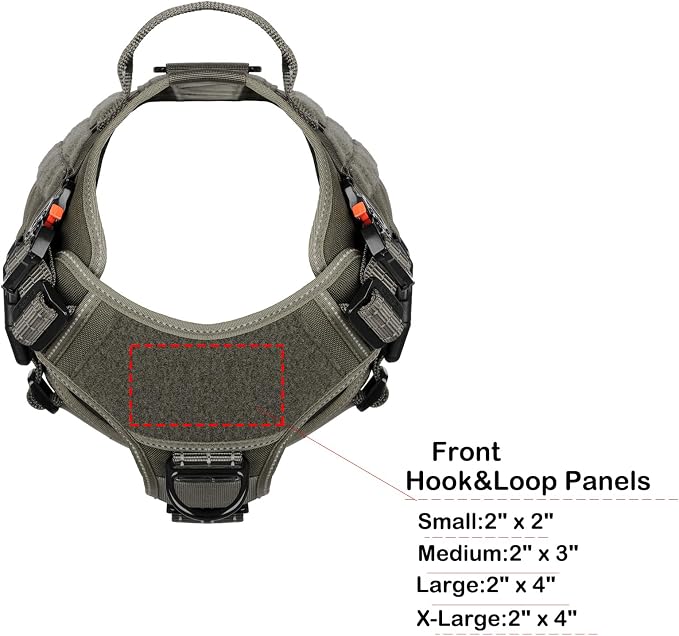 ICEFANG Tactical Dog Harness for Medium Dogs,Reflective No Pull Dog Vest | with Control Handle,Adjustable,Front Hook,2 Leash Clips,Soft Padded,MOLLE Panel,Green,Medium