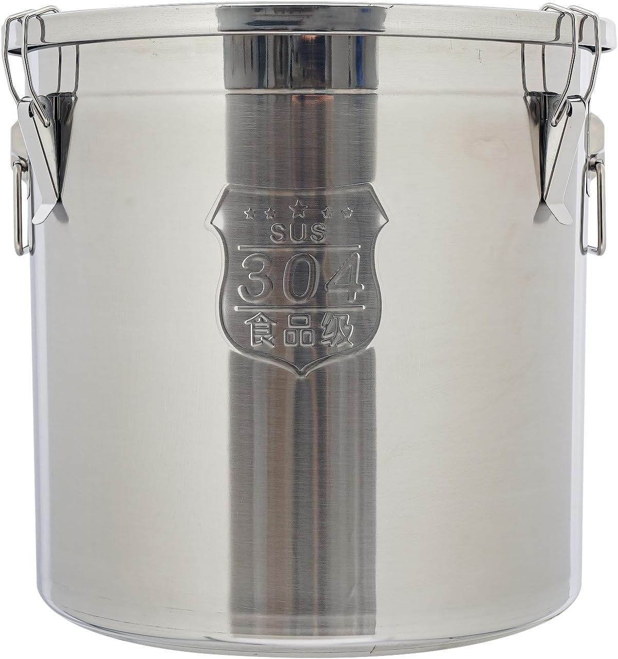 DYNAMI 12.7Gal 304 Stainless Steel Rice Storage Container,Extra Large Food Grade Canister,40-90Lbs Sealed Rice Bucket with Airtight Lid and Locking Buckle,for Rice, Flour, Grain (48L)