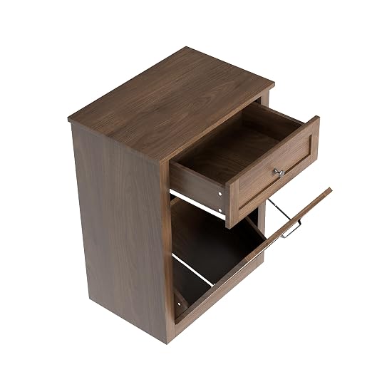 10 Gallon Tilt Out Trash Can Cabinet Drawer Hidden Trash Cabinet Walnut | Cabinet with Drawers for Kitchen, Bathroom and Laundry Room