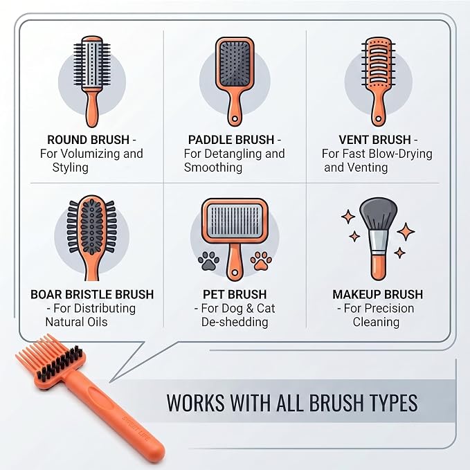 2 in 1 Hair Brush Cleaner Tool Comb and Dust Remover Set | 7 Inch Dual Sided Rake with Sturdy Bristles for Maintaining Daily Salon Grooming Accessories at Home