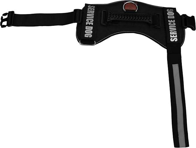 Service Dog Vest Harness – Reflective Service Animal Vest with Handle, No-Pull Adjustable Mesh Padding – XXS–XL – 2 Removable Patches. (Extra Large, Black)