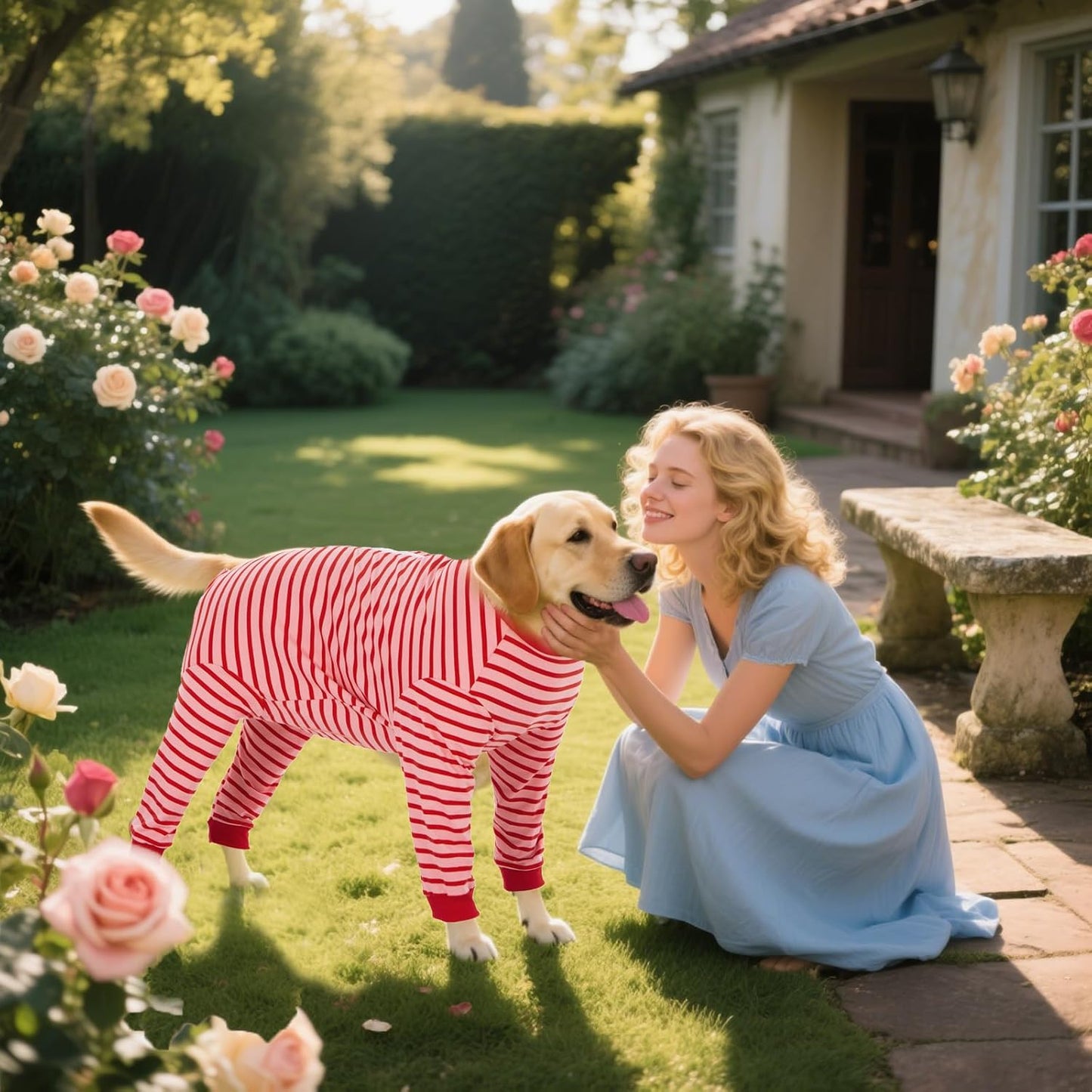 Yeapeeto Dog Onesie Surgery Recovery Suit for Large Medium Bodysuit Dogs Pajamas PJS Full Body for Shedding, Prevent Licking, Wound Protection, Cone Alternative… (Red Pink, 2XL)