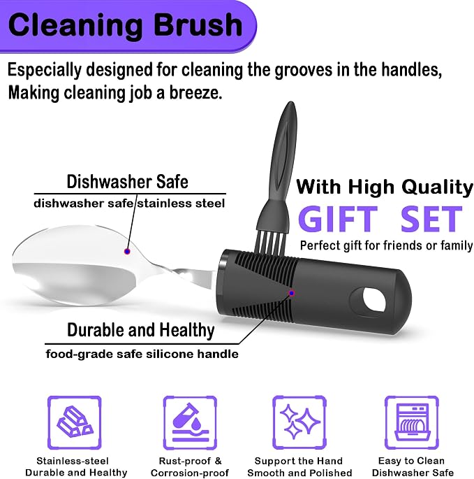 Adaptive Utensils for Parkinsons Patients Elderly, Weighted Utensils for Hand Tremors, Parkinsons Eating Utensils for Disabled People, Weighted Silverware for Hand Tremors Arthritic Hands