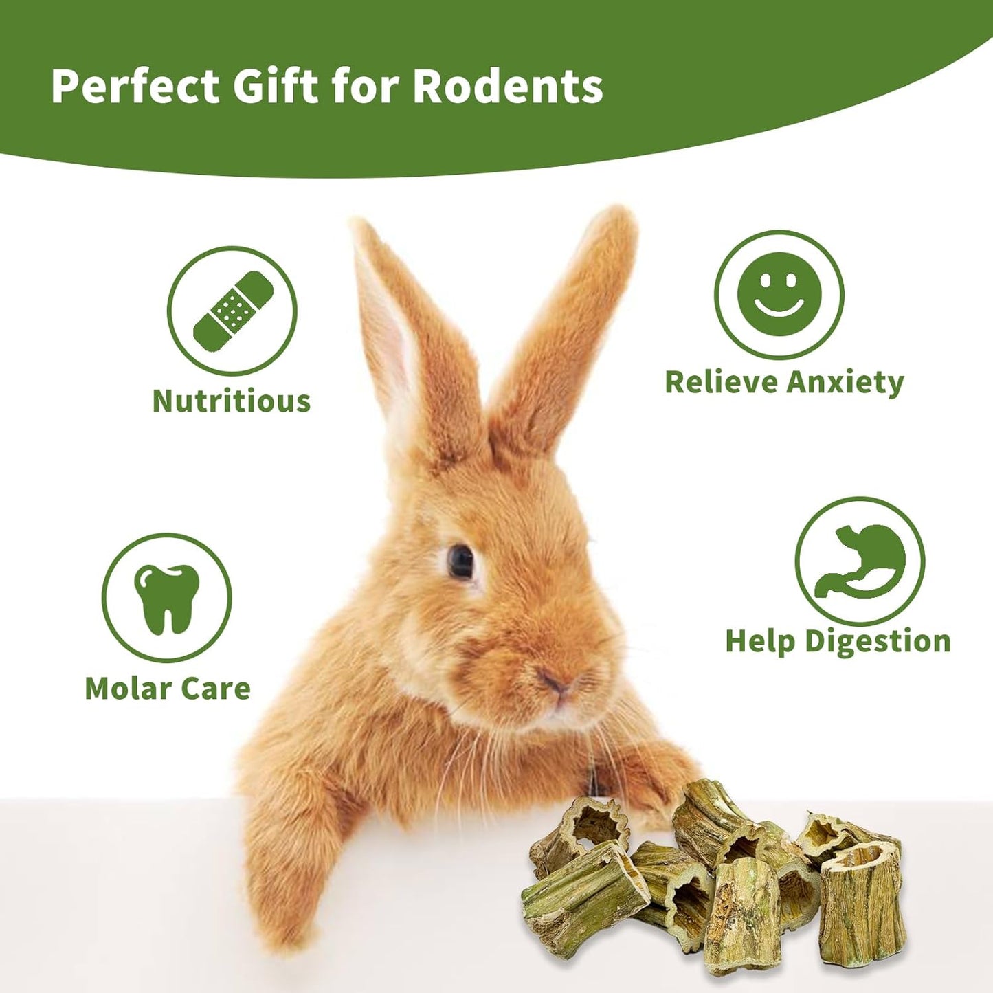 Fhiny Rabbit Chew Toys, 8 PCS 2" Natural Papaya Wood Chew Sticks Guinea Pig Treats for Dental Care Bunny Treats for Rabbits Small Pet Molar Snacks for Bunny Guinea Pig Chinchilla Hamster Gerbil