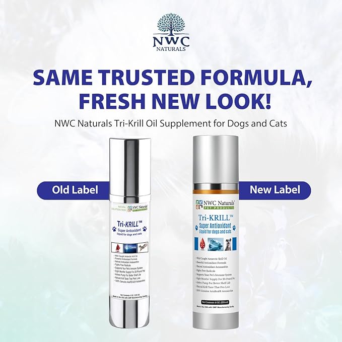 NWC Naturals Tri-Krill Oil Supplement for Dogs and Cats, Supports Joint, Brain, Reduces Scratching and Shedding, Air-Free Pump, Pure Antarctic Krill with Astaxanthin, Omega-3, DHA, EPA