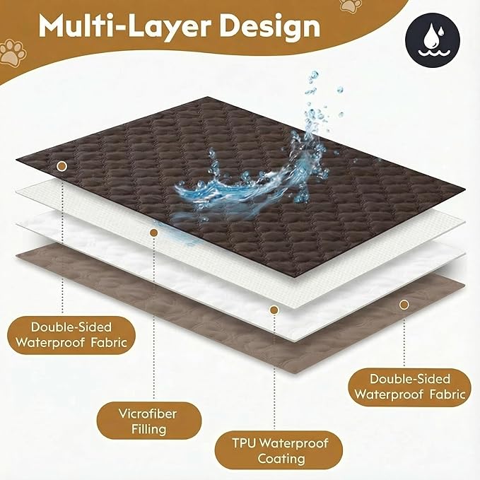 Waterproof Dog Blanket, Couch Cover for Dogs Washable, Reversible Dog Bed Cover, Couch Furniture Protector. (Dark&Light Brown, 82 X 120 Inch - 1 Pack)