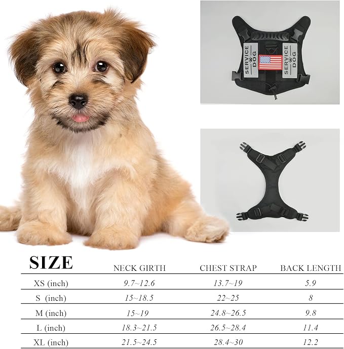Tactical Service Dog Harness Vest,K9 Adjustable Work Water-Resistant Military Comfortable Molle Handle with Extenrder Strap (S, Black)