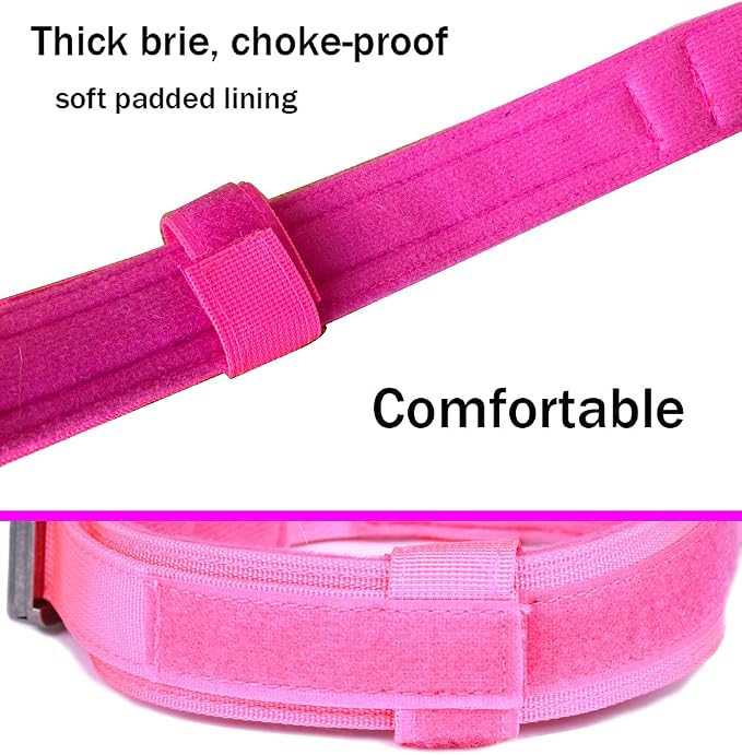 Tactical Dog Collar for Large Dogs with Control Handle,Pink,S | 1000D Heavy-Duty Nylon Fabric,Quick-Release Metal Buckle,Adjustable Fit,Soft-Padded Webbing,D-Ring,for Training & Hiking