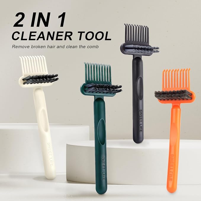 Hair Brush Comb Cleaning Tool Comb,2-in-1 Hair Brush Cleaner Tool, Portable Remover Rake for Removing Hair Dust, Home and Salon Use (Sage Green)