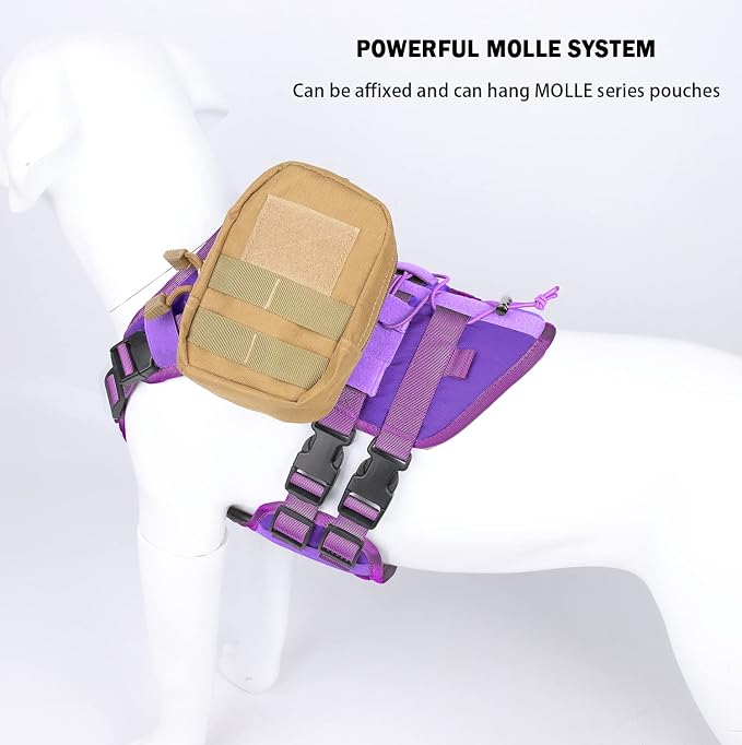 Tactical Dog Harness for Medium Large Dogs No Pull, Military Dog Harness with Handle,Service Dog Vest with Molle & Loop Panels, Adjustable Pet Harness for Training Hunting Walking