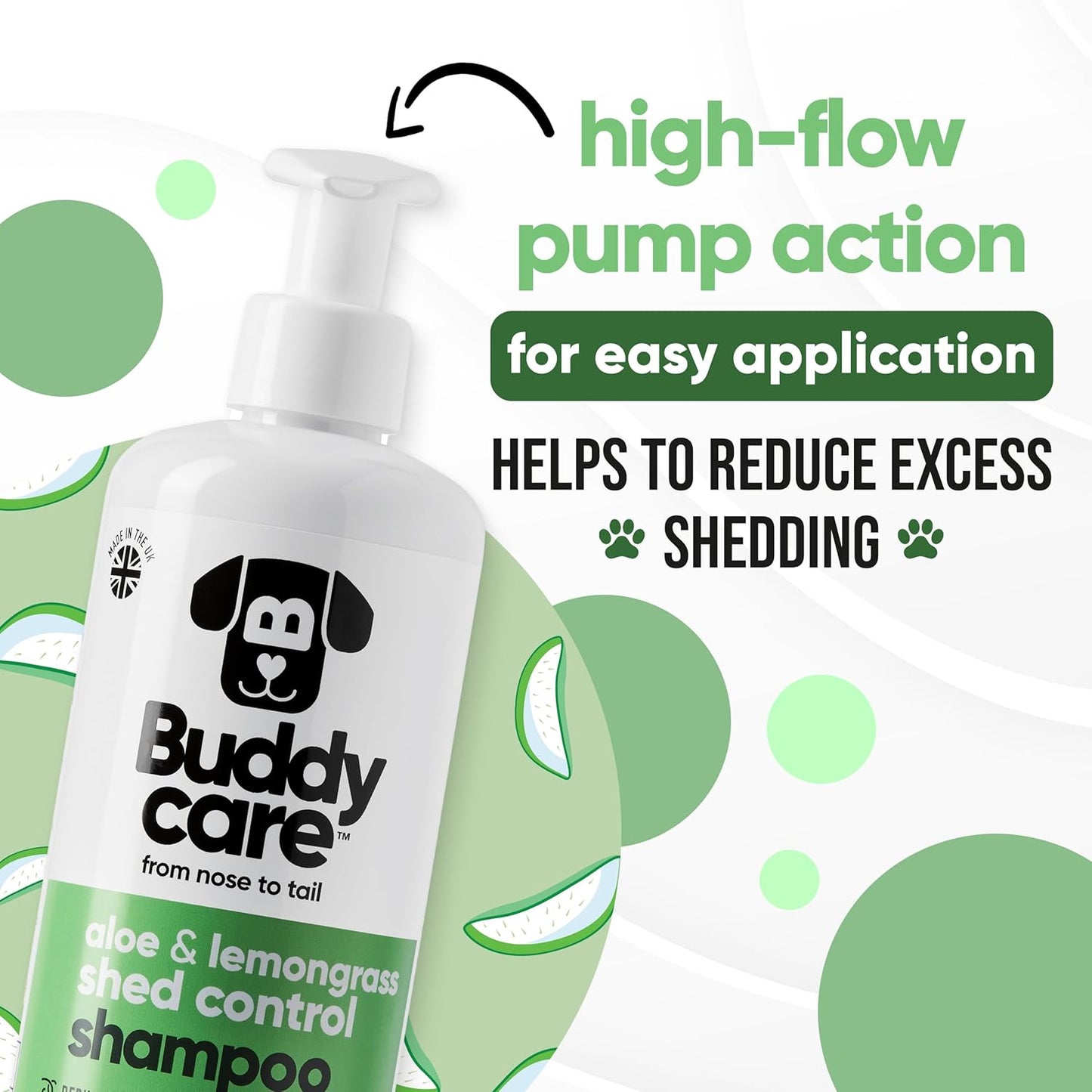 shed Control Dog Shampoo by Buddycare | Dry Skin & Itchy Skin Relief for Smelly Dogs | Deep Cleansing for Dogs Puppy Sensitive Skin | Lemongrass Scented | with Aloe & Vitamin B5 (16.90oz)