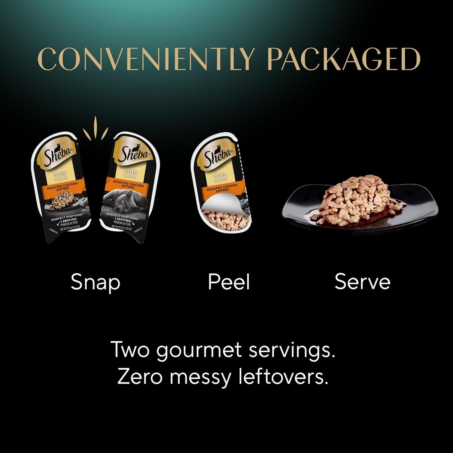 Sheba Perfect Portions Wet Cat Food Cuts in Gravy Variety Pack, Roasted Chicken Entree and with Sustainable Tuna, 2.6 oz. Twin-Pack Trays (12 Count, 24 Servings)