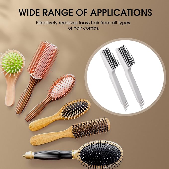 Yaomiao 2 Pcs Hair Brush Cleaner Tool 2-in-1, Gray Hairbrush Cleaner for Removing Hair Dust, Mini Comb for Removing Dirt, Home Salon Use