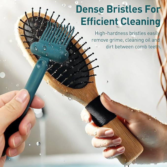 2-in-1 Hair Brush Cleaning Tool, Green Hairbrush Cleaner and Rake for Removing Hair and Dust, Durable and Ergonomic Design for Home and Salon Use (1 Pack)