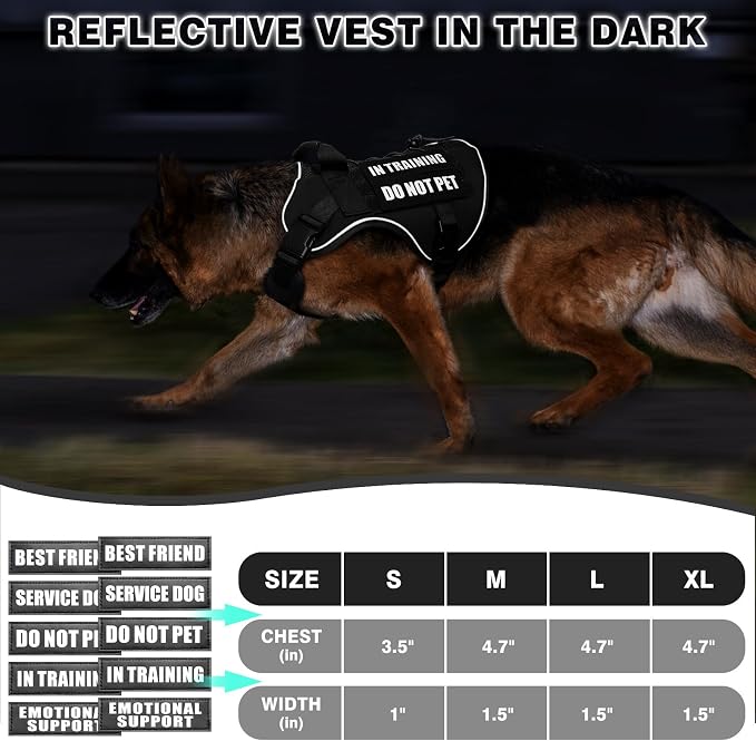 Service Dog in Training Mesh Harness with 10 Removale Pet Patches | Breathable material, adjustable straps, reflective trim, lightweight but durable, great for training, walks, and outings