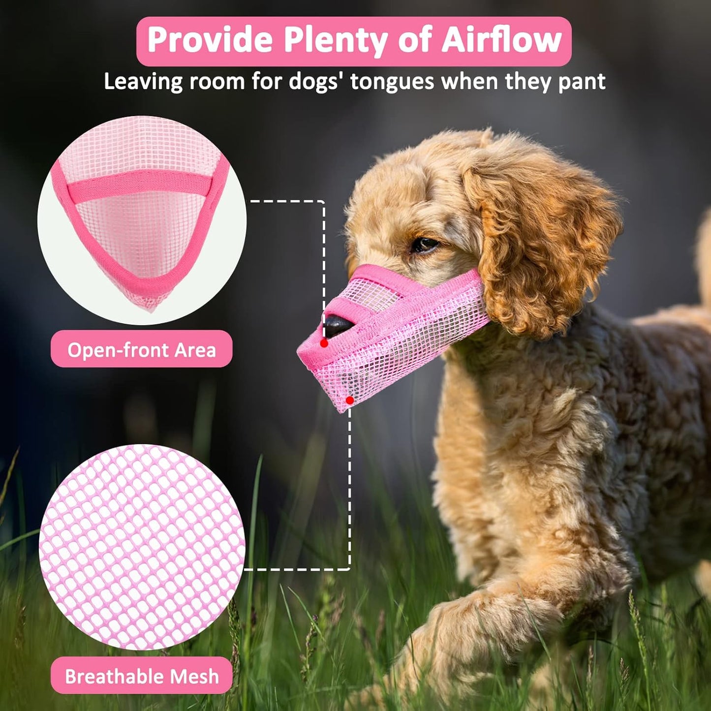 Crazy Felix Nylon Dog Muzzle for Small Medium Large Dogs Dachshund Beagle Poodle Labrador, Air Mesh Breathable and Drinkable Pet Mouth Guard for Anti-Biting Chewing Scavenging