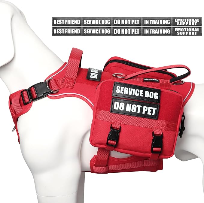 Service Dog Vest with Removable Backpack for Medium Sized Dog Red M | No Pull Adjustable Dog Harness with Pockets,Soft Padded Handles&Molle for Patches,Heavy Duty for Training Hiking Hunting