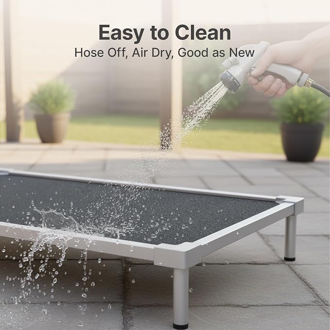 Elevated Dog Bed Medium Size Dog, Chew Proof Aluminum Alloy Heavy Duty Dog Supplies Cooling Raised Pet Cot Indestructible with Anti-Rust Washable Assembly for Crate Outdoor-40.6"x 28.7" x 7"