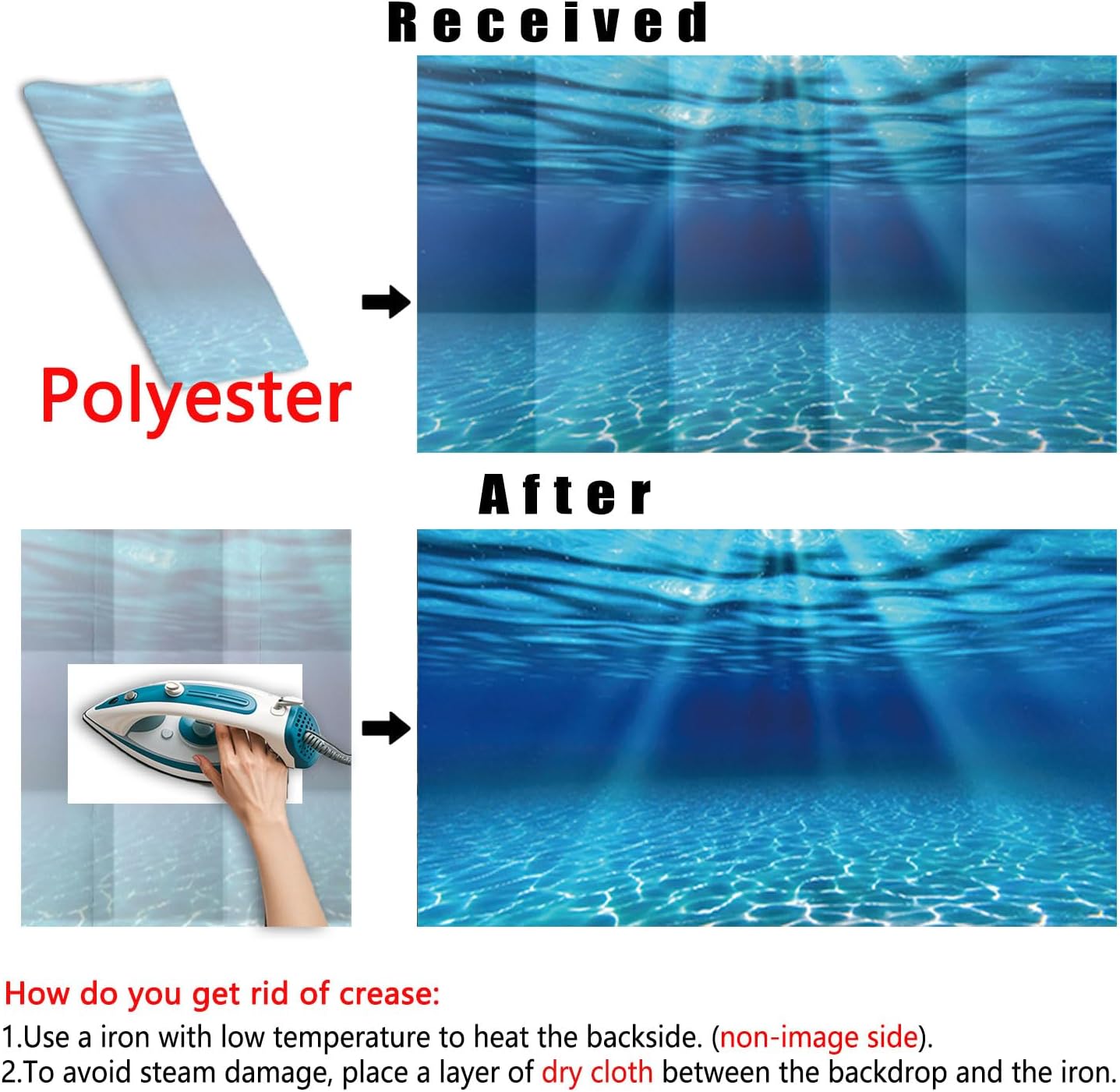 Natural Undersea Aquarium Background, Underwater Ocean Sunlight Fish Tank Background 48X20IN with 8 EVA Double-Sided Tape