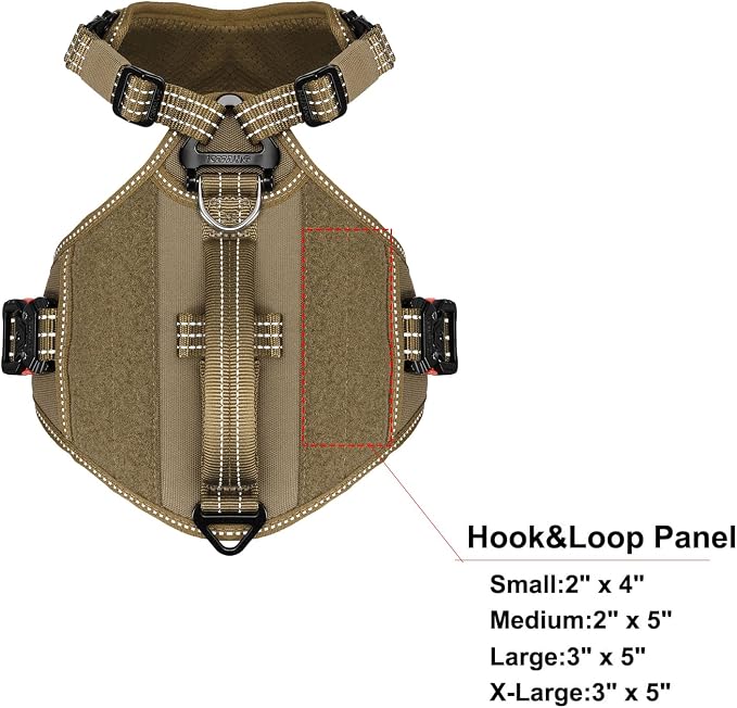 ICEFANG Quick-Moving Tactical Dog Harness for Small Dogs,No Pull Dog Vest | Control Handle,Reflective,Full Metal Buckles,Adjustable,Hook-and-Loop Panel,Soft Padded,Brown,Small