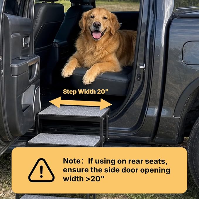 Veehoo Collapsible Dog Stairs for Large Dogs Car Truck SUV, Extra Wide 20" | 4 Steps Pet Ramp for Car Foldable Portable Dog Loader Ramps Ladder Folding Heavy Duty with Non Slip Surface, Up to 200lbs