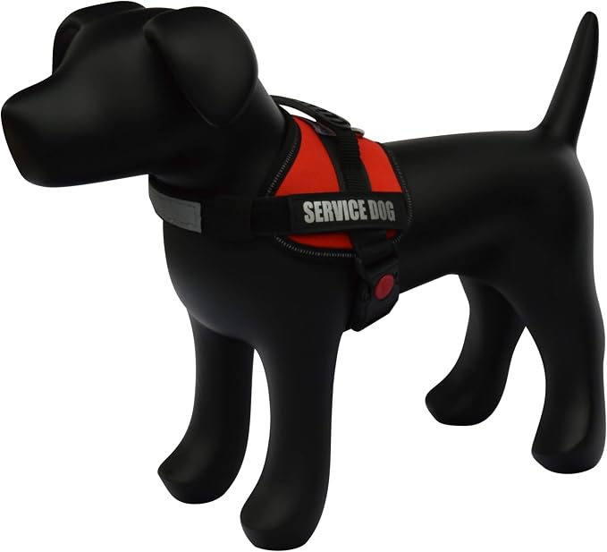 Service Dog Vest Harness – Reflective, No-Pull Harness with Handle & Comfy Mesh Padding – Sizes XXS-XL for Puppies, Small & Large Dogs – 2 Removable Service Patches Included (XS, Red)