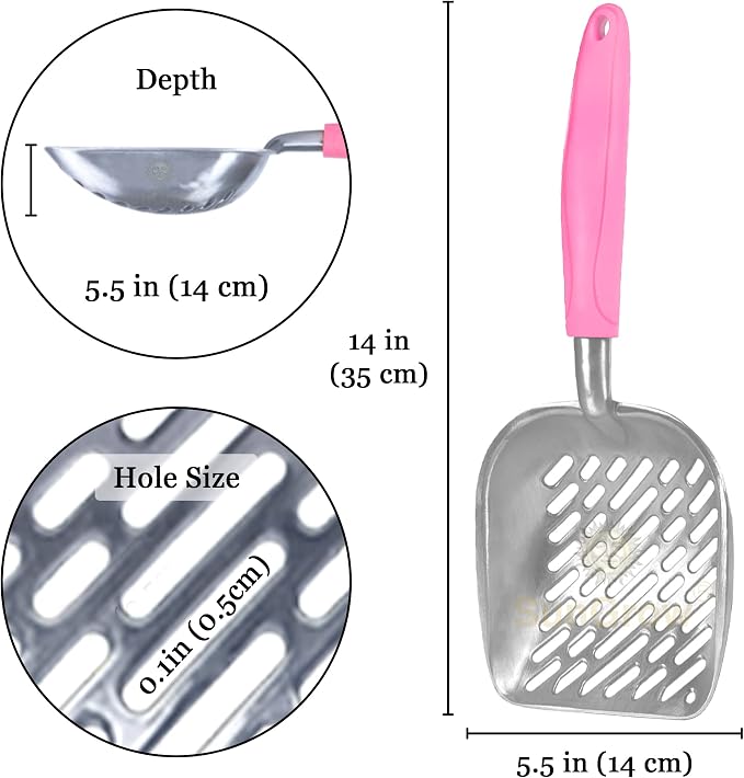 SunGrow Cat Litter Scoop, Life Transforming Cat Scooper, Reduces Hand Fatigue, Saves Clear Litter, Use with Small Litter Type, Makes Scooping Faster and Easier, Pink, 1 pc