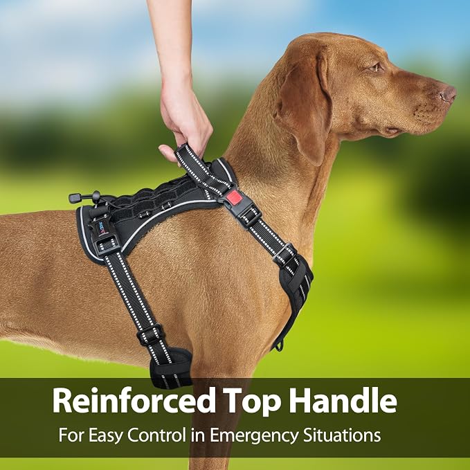 No Pull Tactical Dog Harness,Service Dog Vest Molle & Loop Panels | Black S, Metal Front & Back D-ring, Reflective, Easy Control with Padded Handle for Small Medium Large Dogs