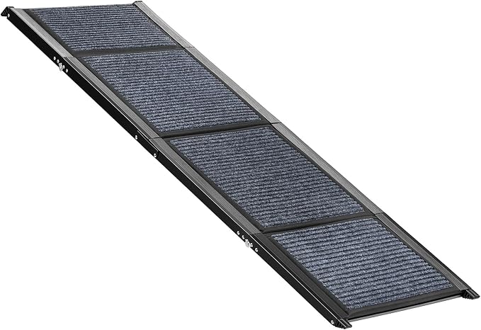 VEVOR Dog Ramp for Cars, 63" L x 17" W, Folding Pet Ramps for Medium & Large Dogs up to 250lbs, Pet Stair Ramp with Non-Slip Felt Rug Surface, Portable Outdoor Dog Car Ramps for SUV & Truck
