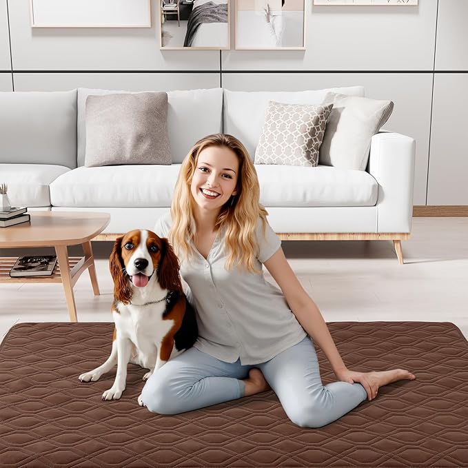 Smiry Reversible Waterproof Couch Covers for Sofa, Washable Dogs Pet Couch Covers for 3 Cushion Sofa Pet Friendly, Water Resistant Furniture Protector Slipcover, Geometric (68"x82", Brown/Chocolate)