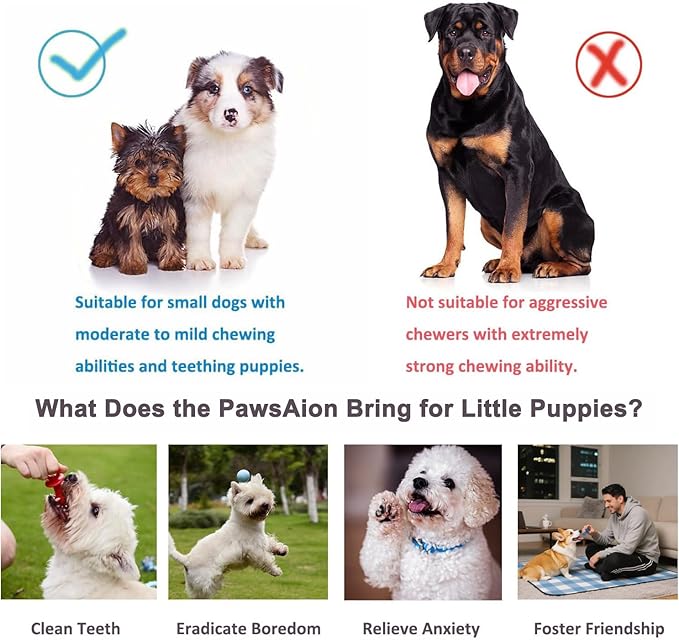 PawsAion 20 Pack Puppy Chew Toys for Teething & Fun (Chew Toys for Puppies 0-6 Months Bundle with Various Rubber Rings, Rope Toys and Balls for Interactive Play, Teeth Cleaning & Relief