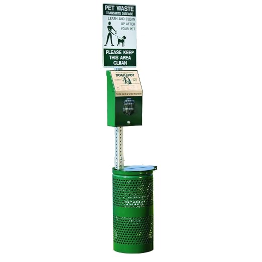 Dogipot 1003HPA-L Pet Station Includes Sign, Header Pak Dispenser, Aluminum Receptacle, Header Pak Bags and Liner Trash Bags, Forest Green