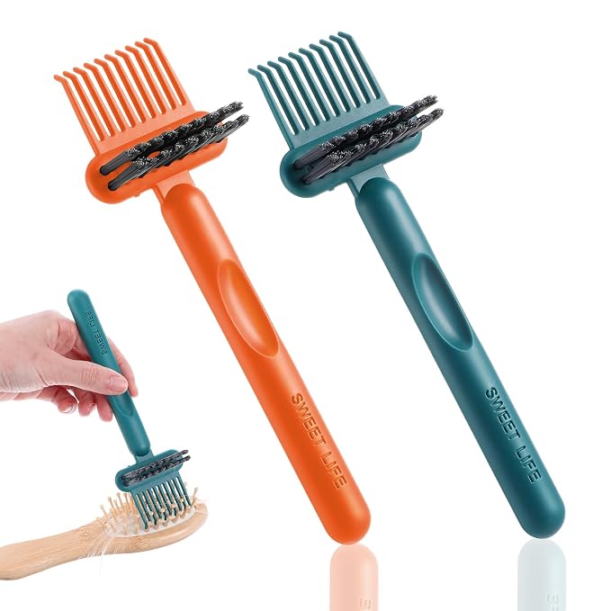 2Pcs 2-in-1 Hair Brush Cleaner & Remover Tool Brush Cleaning Tool Comb Cleaner Effective Hairbrush Cleaner Hair Brush Remover Rake for Man Woman Home Travel Salon Removing Hair Dust