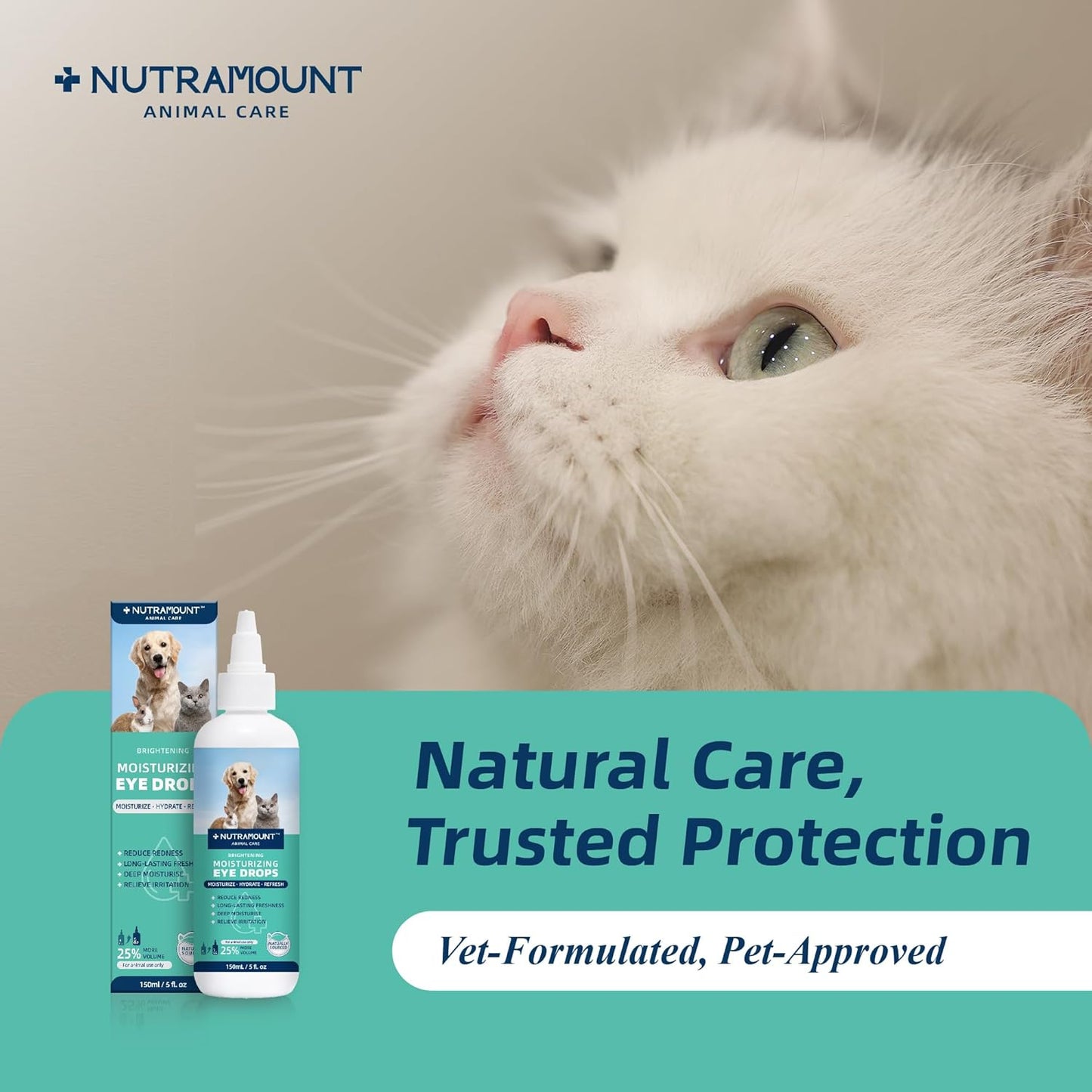 Moisturizing Eye Drops for Dogs, Cats, and Livestock 150ML/5 fl. oz Dry Eye Solution Twin Bottle Set