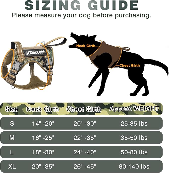 Tactical Dog Harness, No Pull Dog Harness for Medium Large Dogs with Handle & Molle, Military Service Dog Vest Harness in Training Pet Harness for Small Dogs