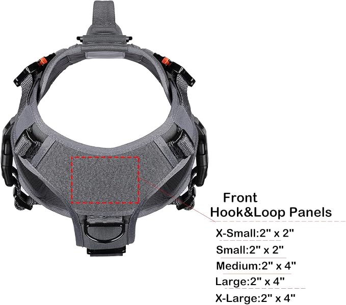ICEFANG No Pull Tactical Dog Harness for Medium Dogs,Adjustable Dog Vest | Control Handle,MOLLE Panel,Front Hook,3 Leash Clips,Soft Padded,for walking training,Grey,Medium