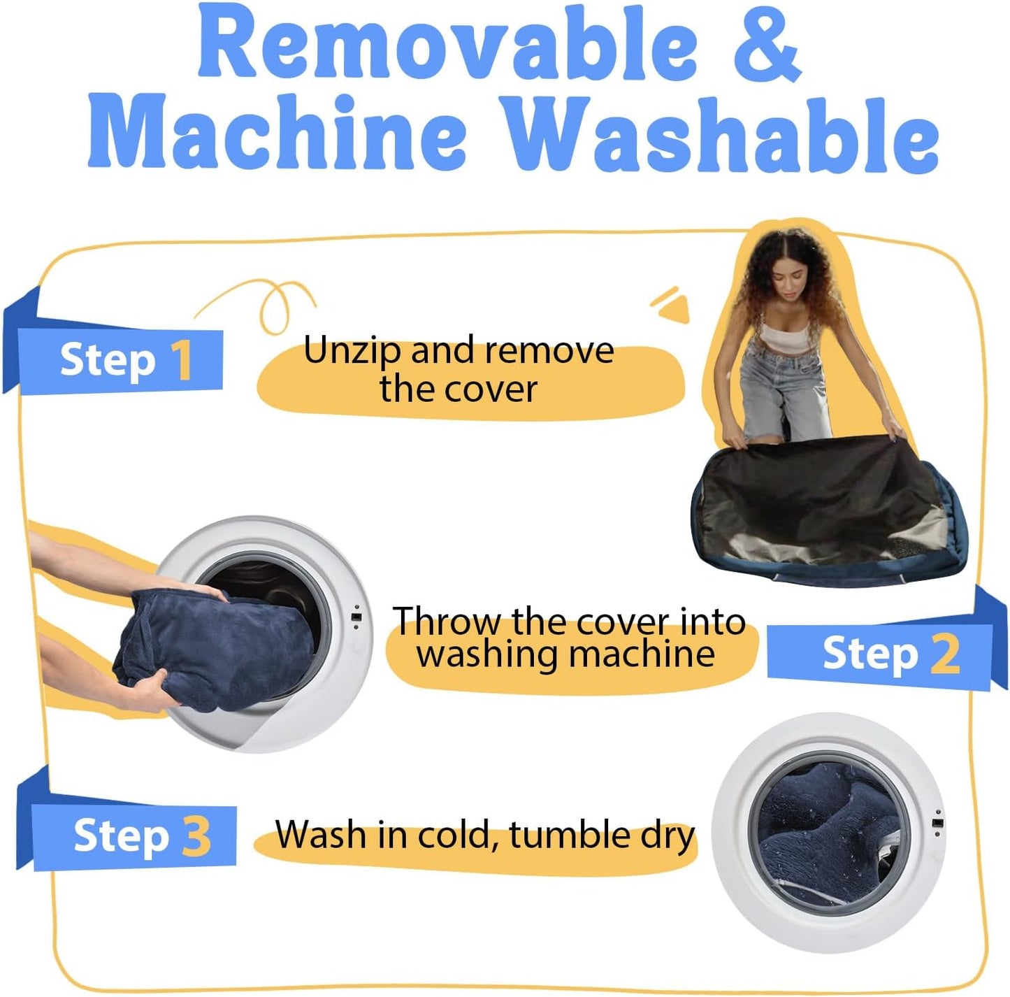 Washable Orthopedic Large Dog Bed - Extra Large Dog Bed with Bolsters Removable Orthopedic Foam Support Dogs Beds for XL Large Size Pet with Waterproof Cover Non-Slip Bottom