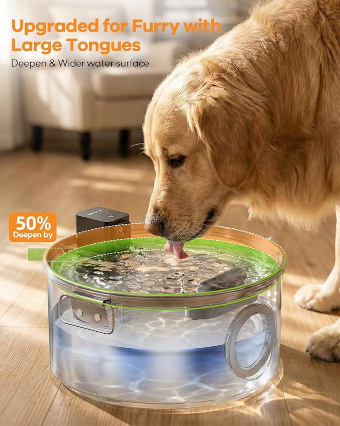 12L/ 3.4Gal Wireless Automatic Dog Water Fountain for Large Dogs,Stainless Steel 3 Modes Dog Fountain Water Bowl Dispenser, Multi Large Pet Water Fountain Ultra Quiet & Multi-Filteration