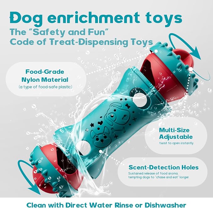 knitly Interactive Dog Toys, Adjustable Treat Dispensing Toy to Keep Them Busy, Dog Enrichment for Brain Stimulation & Cognitive for Puppy Puzzle to Reduce Boredom-Ideal Gift for All Dogs(Rigid Nylon)