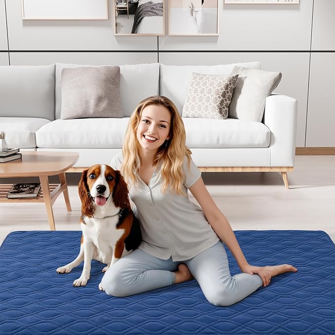 Smiry Reversible Waterproof Couch Covers for Sofa, Washable Dogs Pet Couch Covers for 3 Cushion Sofa Pet Friendly, Water Resistant Furniture Protector Slipcover, Geometric (82"x102", Navy/Blue)