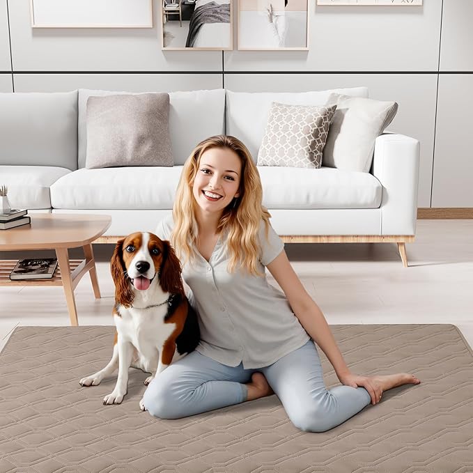 Smiry Reversible Waterproof Couch Covers for Sofa, Washable Dogs Pet Couch Covers for 3 Cushion Sofa Pet Friendly, Water Resistant Furniture Protector Slipcover, Geometric (82"x82", Taupe/Beige)