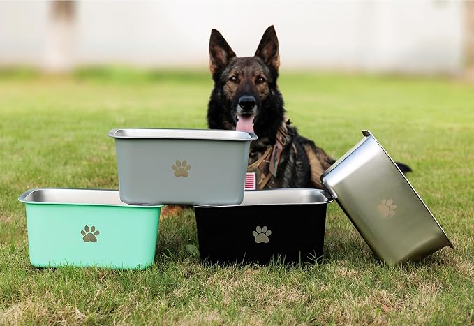1.2 Gallons 20 Cup Non Slip Stainless Steel Large Dog Water Bowls, Outdoor Metal Dog Bowls Large Breed, High Capacity Water Bowl for Big Giant Huge Dogs, Grey