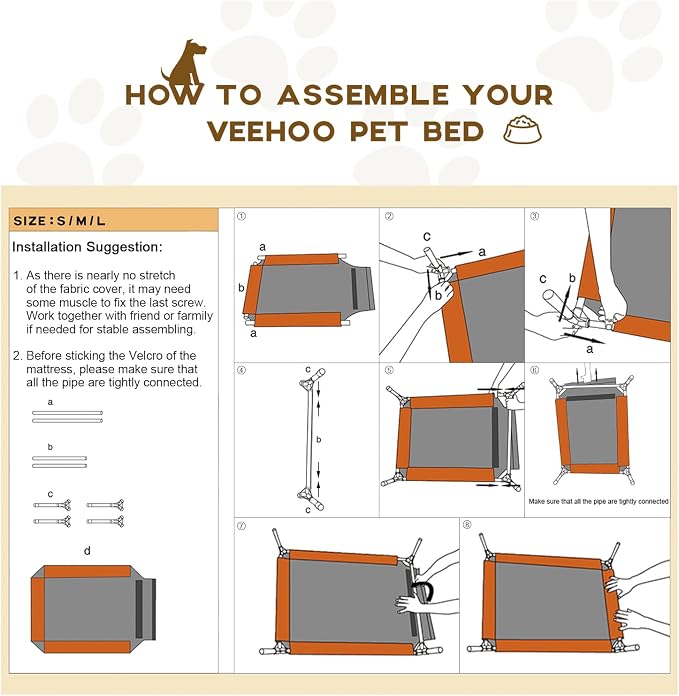 Veehoo Outdoor Elevated Dog Bed Large Sized Dogs, Cooling Raised Dog Cots | Off-ground training platform, portable camping hammock, breathable mesh, easy to clean, no-tool setup, 45"x33", Brown
