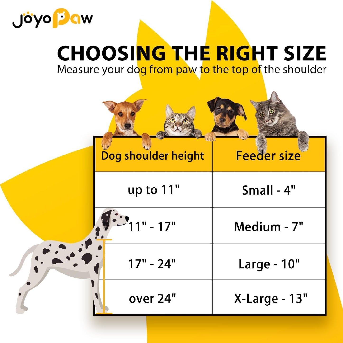 Elevated Dog Bowls, Bamboo Raised Dog Bowl for Small Dogs & Cats, with 2 Stainless Steel Bowls (4'' Tall-20oz Bowl, Natural)